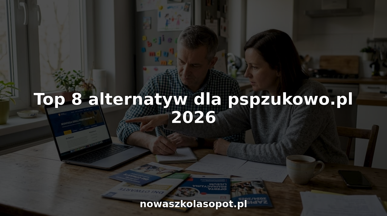 Rodzice siedzący przy kuchennym stole i wspólnie przeglądający oferty szkół dla swojego dziecka.