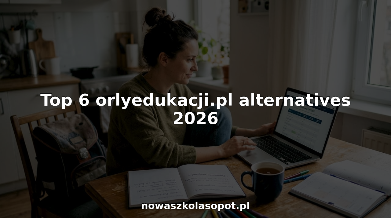 Rodzic siedzi przy kuchennym stole, przeglądając i porównując różne platformy edukacyjne, zastanawiając się, która z nich będzie najlepsza dla jego dziecka.