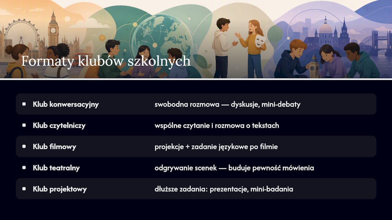 Pięć różnych formatów szkolnego English Clubu